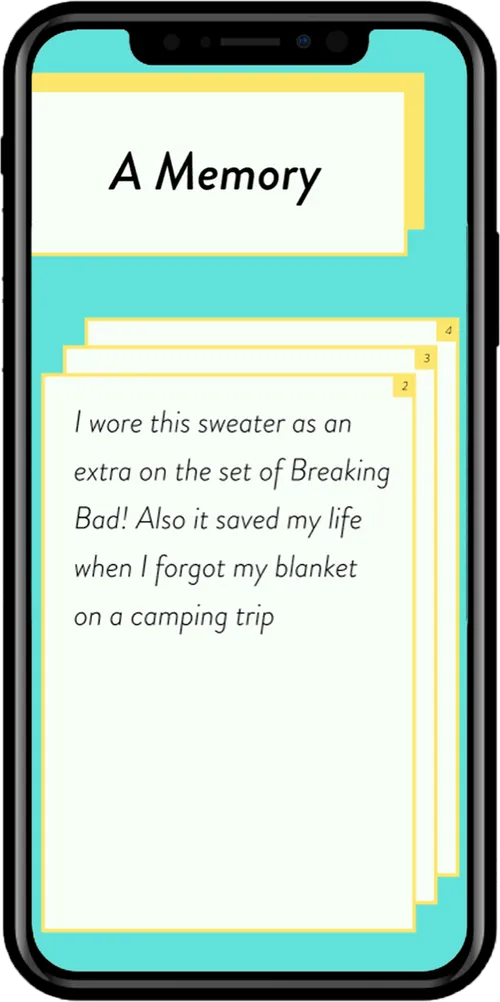 Second-pass story card with its sections renamed A Memory, Meet the Owner, and You Should Know.