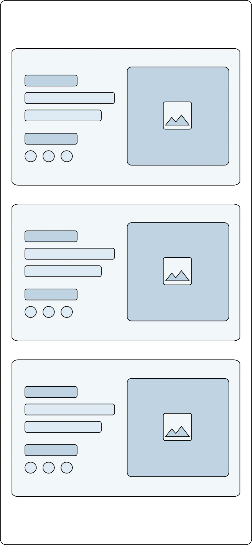 Early feed wireframe built on conventional apparel app layout, with category navigation surrounding the item grid.