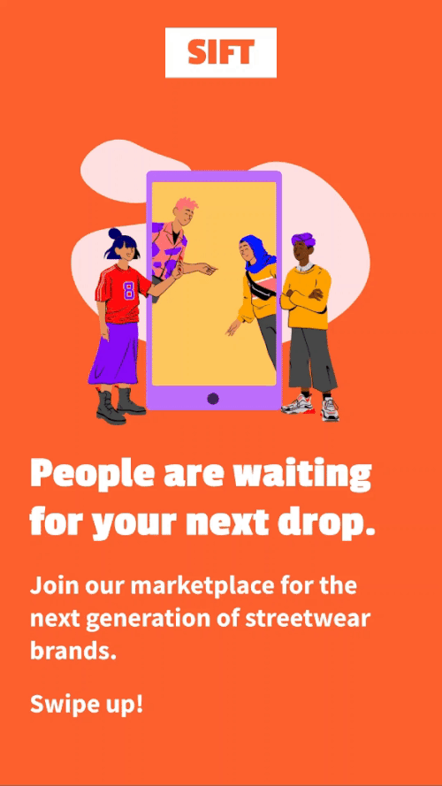Animated paid social ad cycling through SIFT product cards.